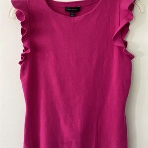 Ann Taylor Fuchsia Ruffle Sleeve Tank Top